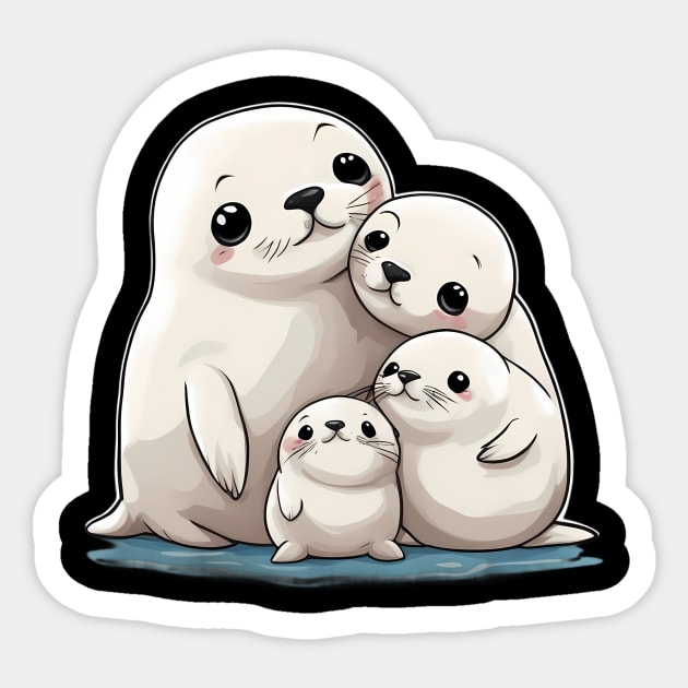 Arctic Seal Family Sticker by animegirlnft